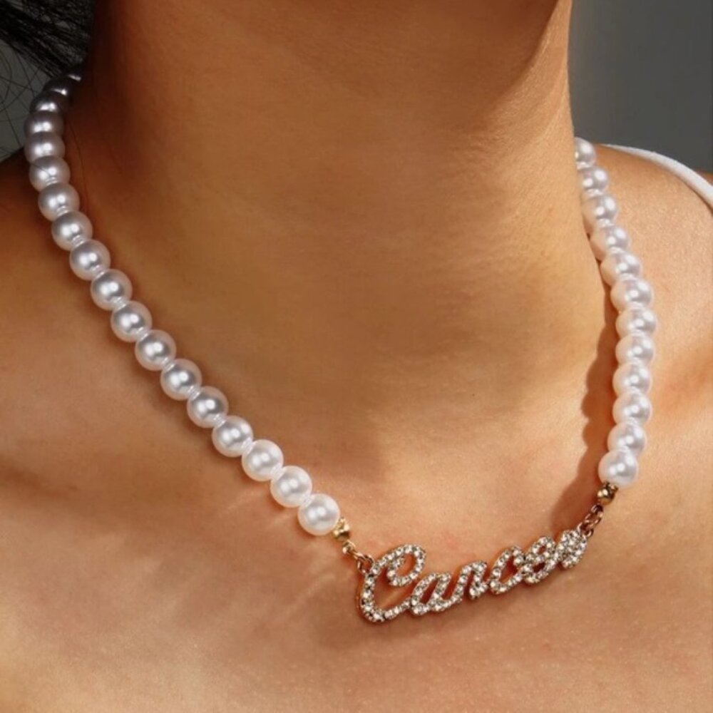 ♋️ Stunning Faux Pearl Cancer Zodiac Necklace ♋️